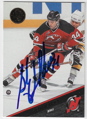 Stephane Richer Signed 1993-94 Leaf Hockey Card - New Jersey Devils