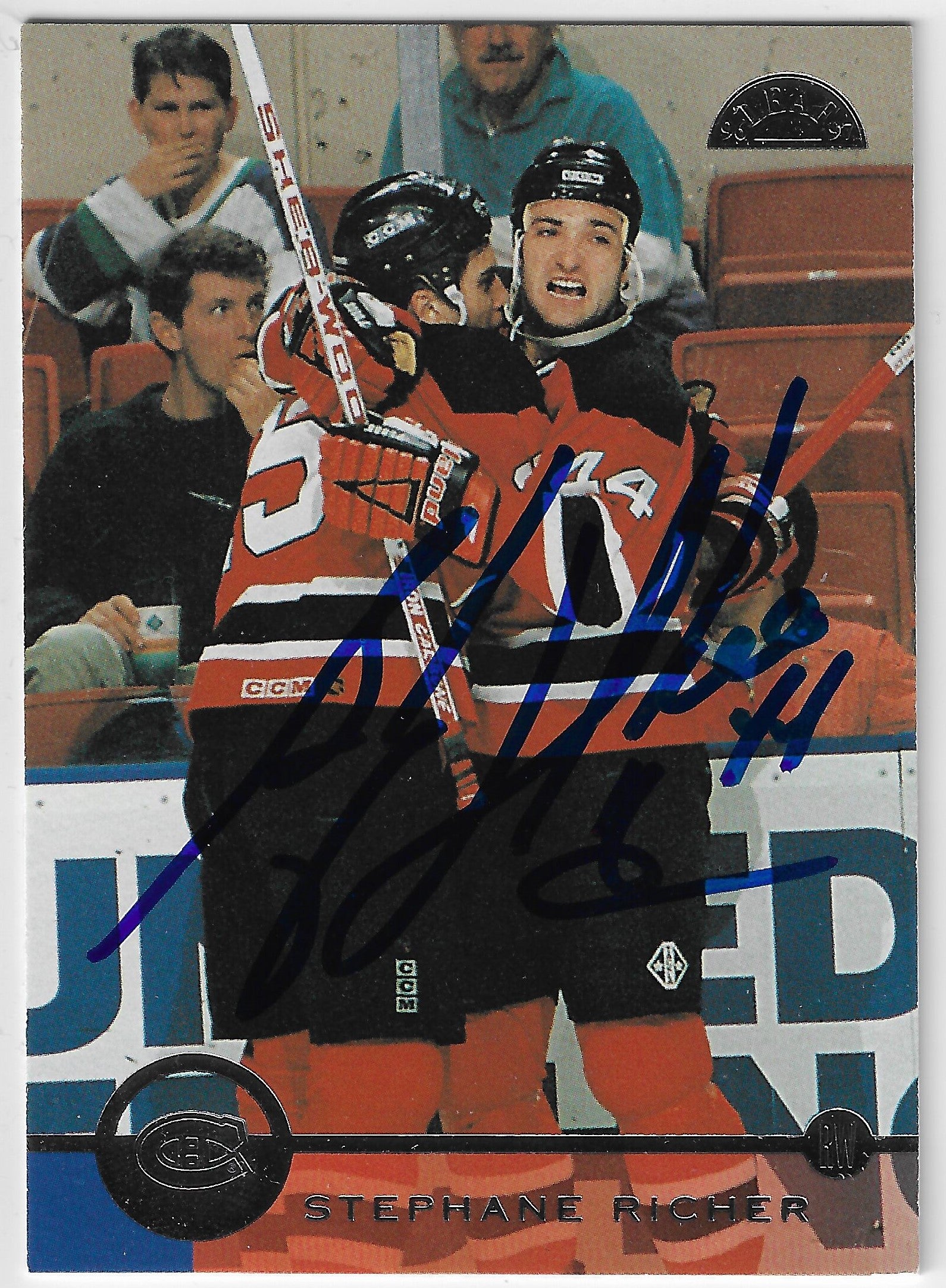 Stephane Richer Signed 1996-97 Leaf Hockey Card - New Jersey Devils