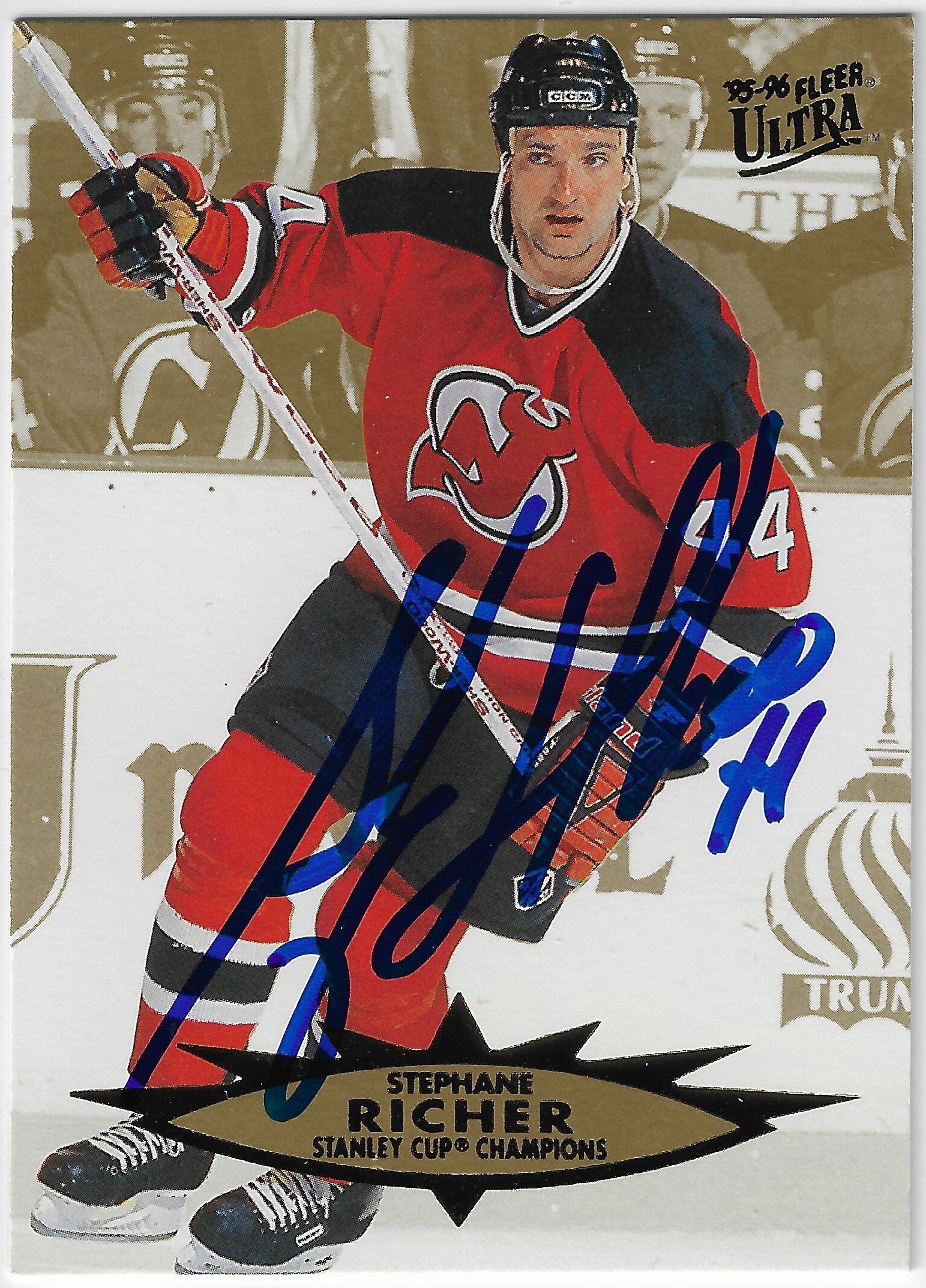 Stephane Richer Signed 1995-96 Fleer Ultra Hockey Card - New Jersey Devils #195