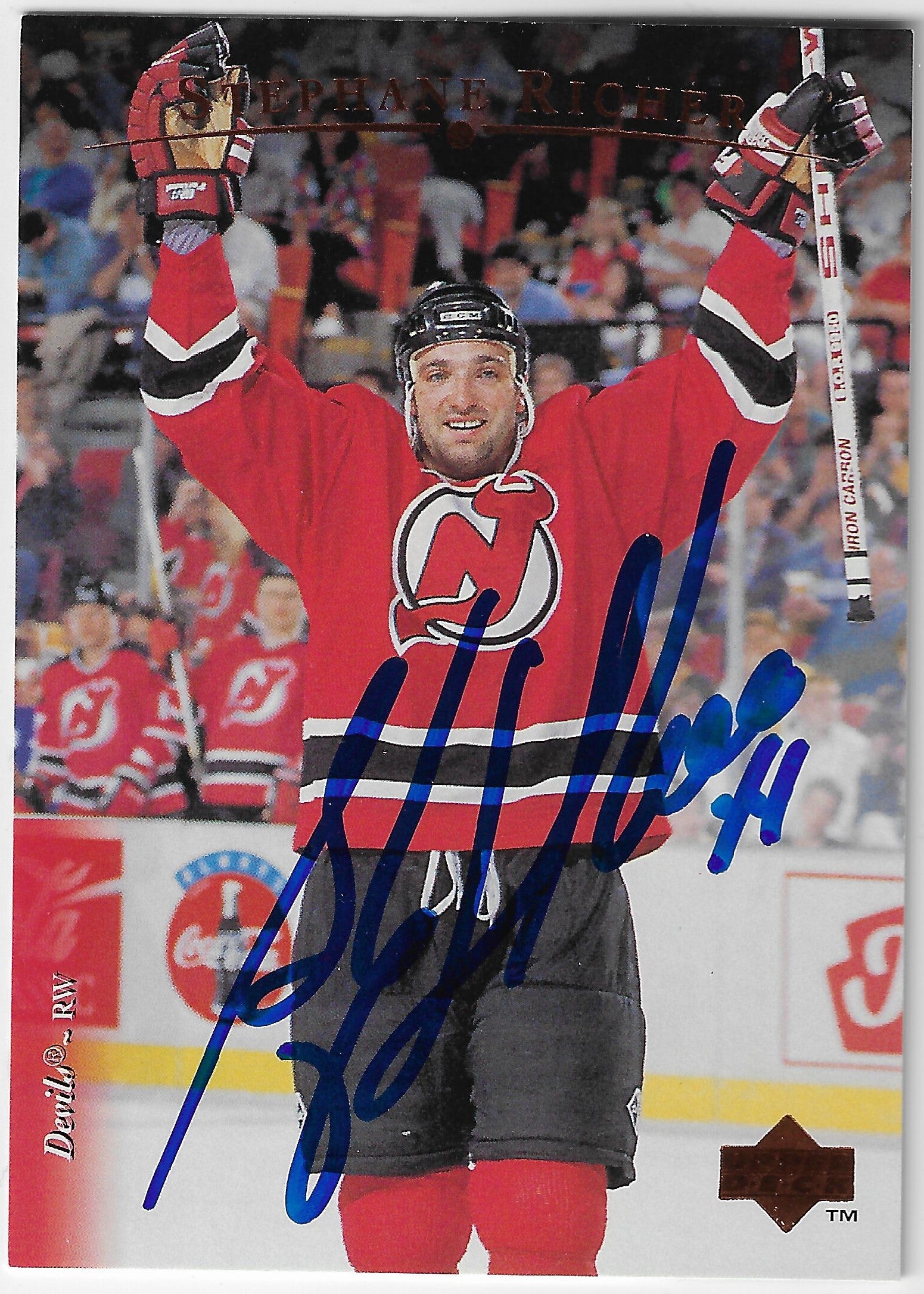 Stephane Richer Signed 1995-96 Upper Deck Hockey Card - New Jersey Devils