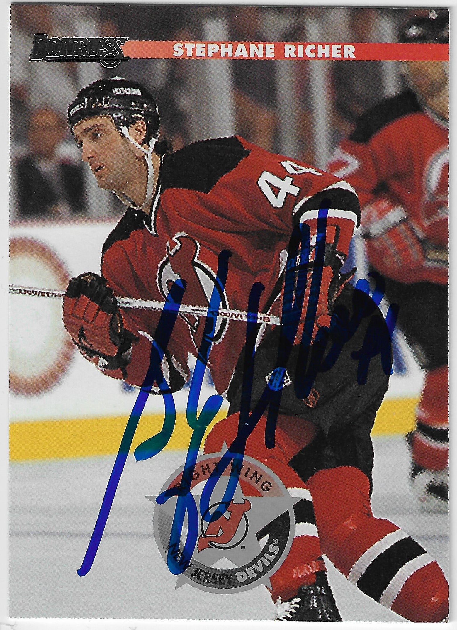 Stephane Richer Signed 1996-97 Donruss Hockey Card - New Jersey Devils