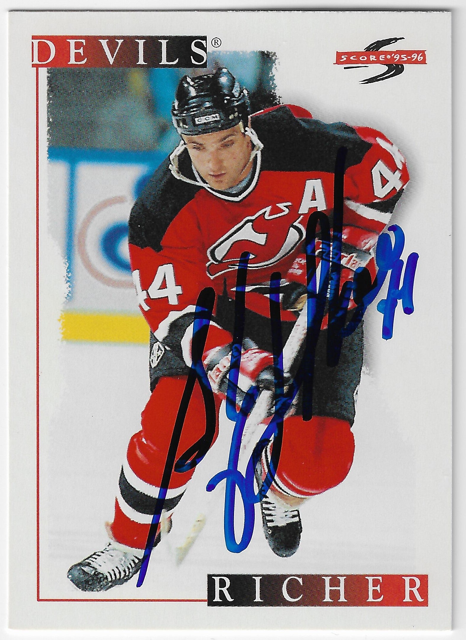 Stephane Richer Signed 1995-96 Score Hockey Card - New Jersey Devils