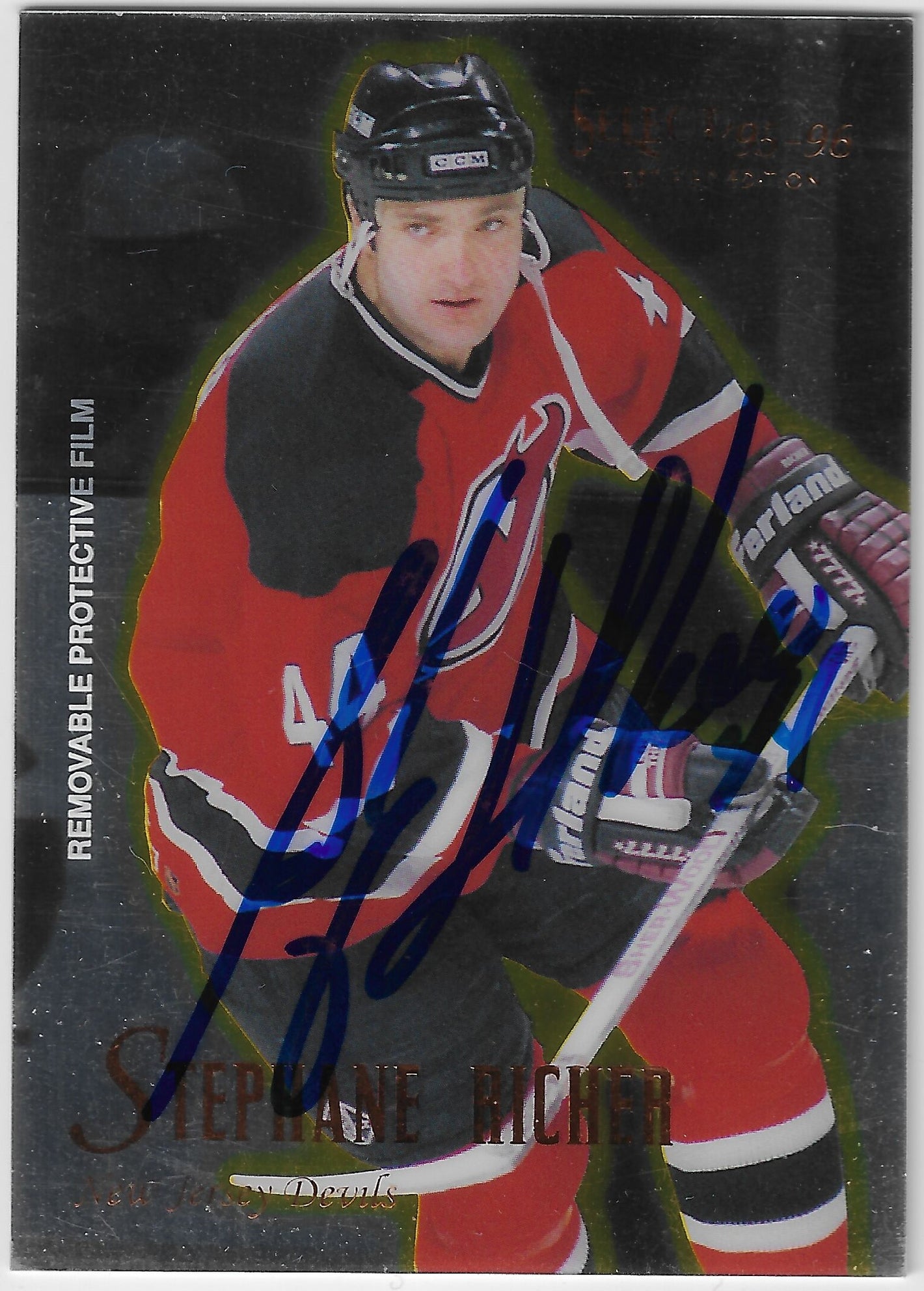 Stephane Richer Signed 1995-96 Select Certified Hockey Card - New Jersey Devils