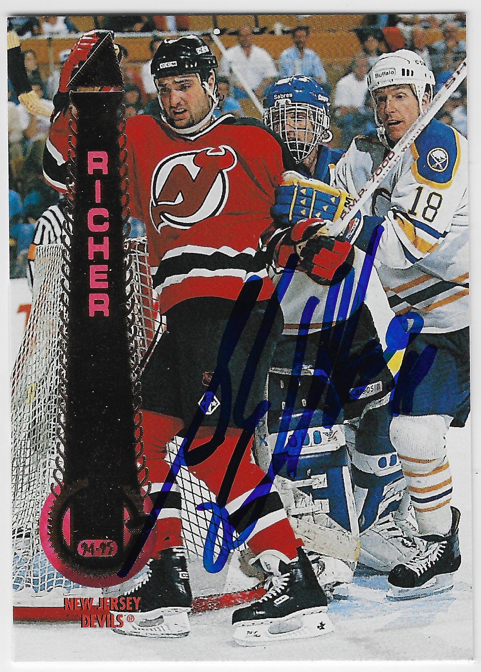 Stephane Richer Signed 1994-95 Pinnacle Hockey Card - New Jersey Devils