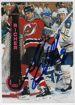 Stephane Richer Signed 1994-95 Pinnacle Hockey Card - New Jersey Devils