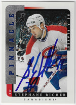 Stephane Richer Signed 1996-97 Pinnacle Be A Player Hockey Card - Montreal Canadiens