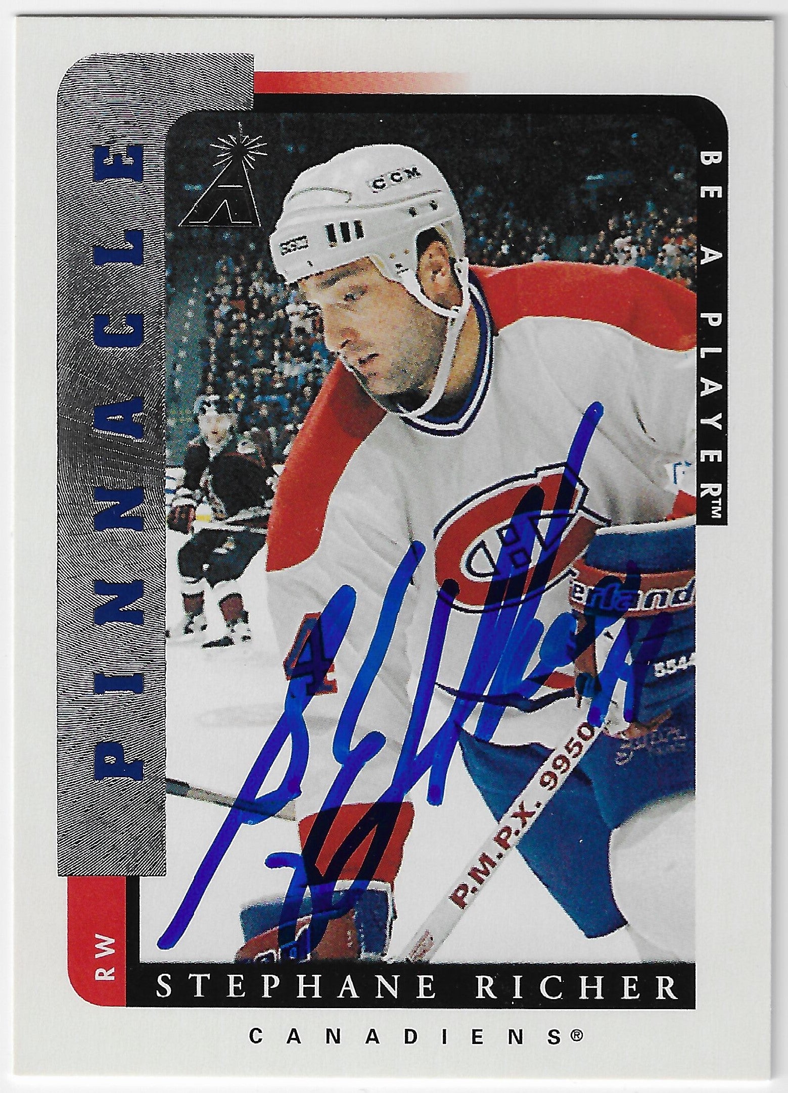 Stephane Richer Signed 1996-97 Pinnacle Be A Player Hockey Card - Montreal Canadiens