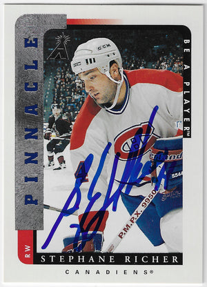 Stephane Richer Signed 1996-97 Pinnacle Be A Player Hockey Card - Montreal Canadiens