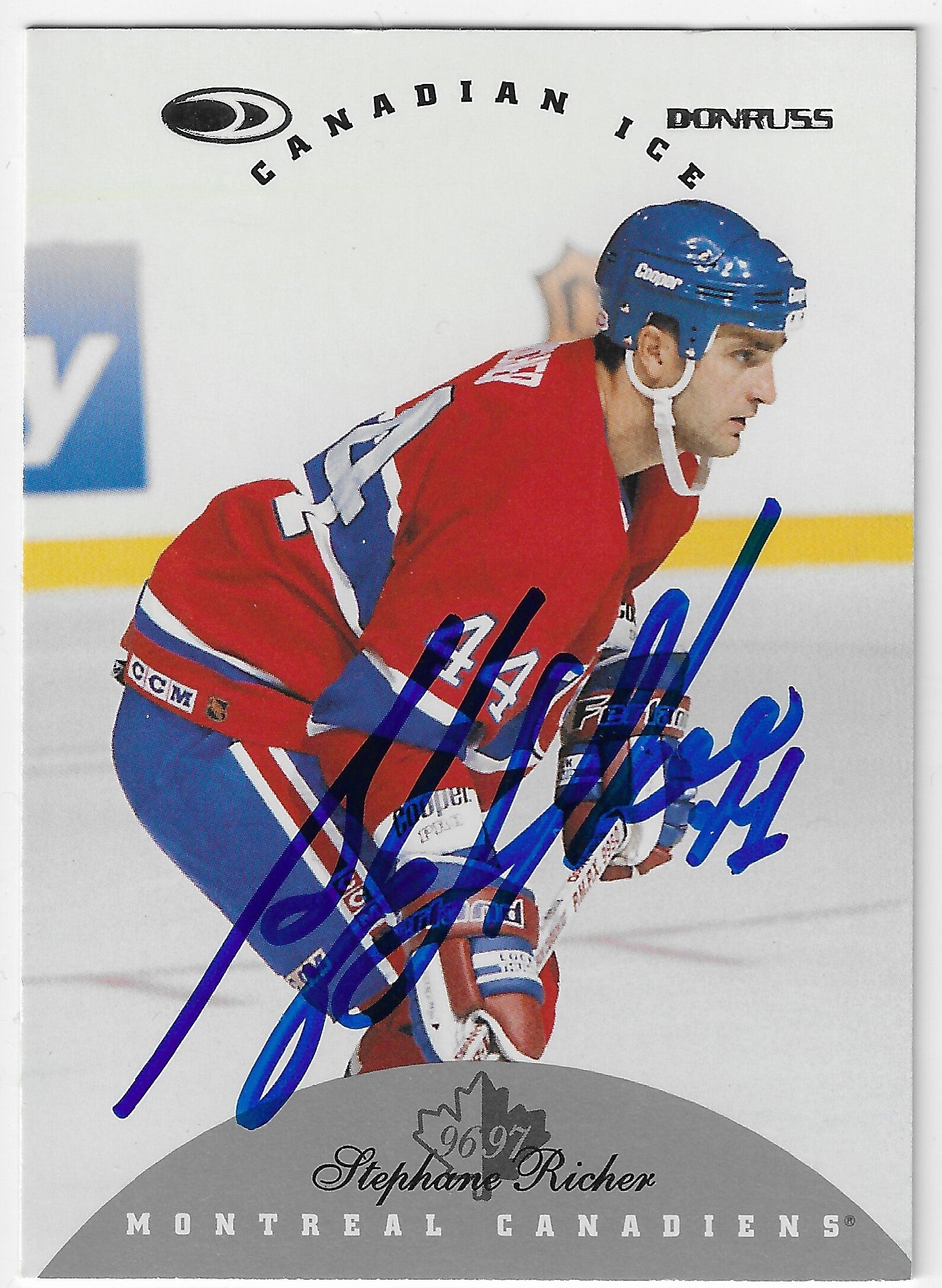 Stephane Richer Signed 1996-97 Donruss Canadian Ice Hockey Card - Montreal Canadiens