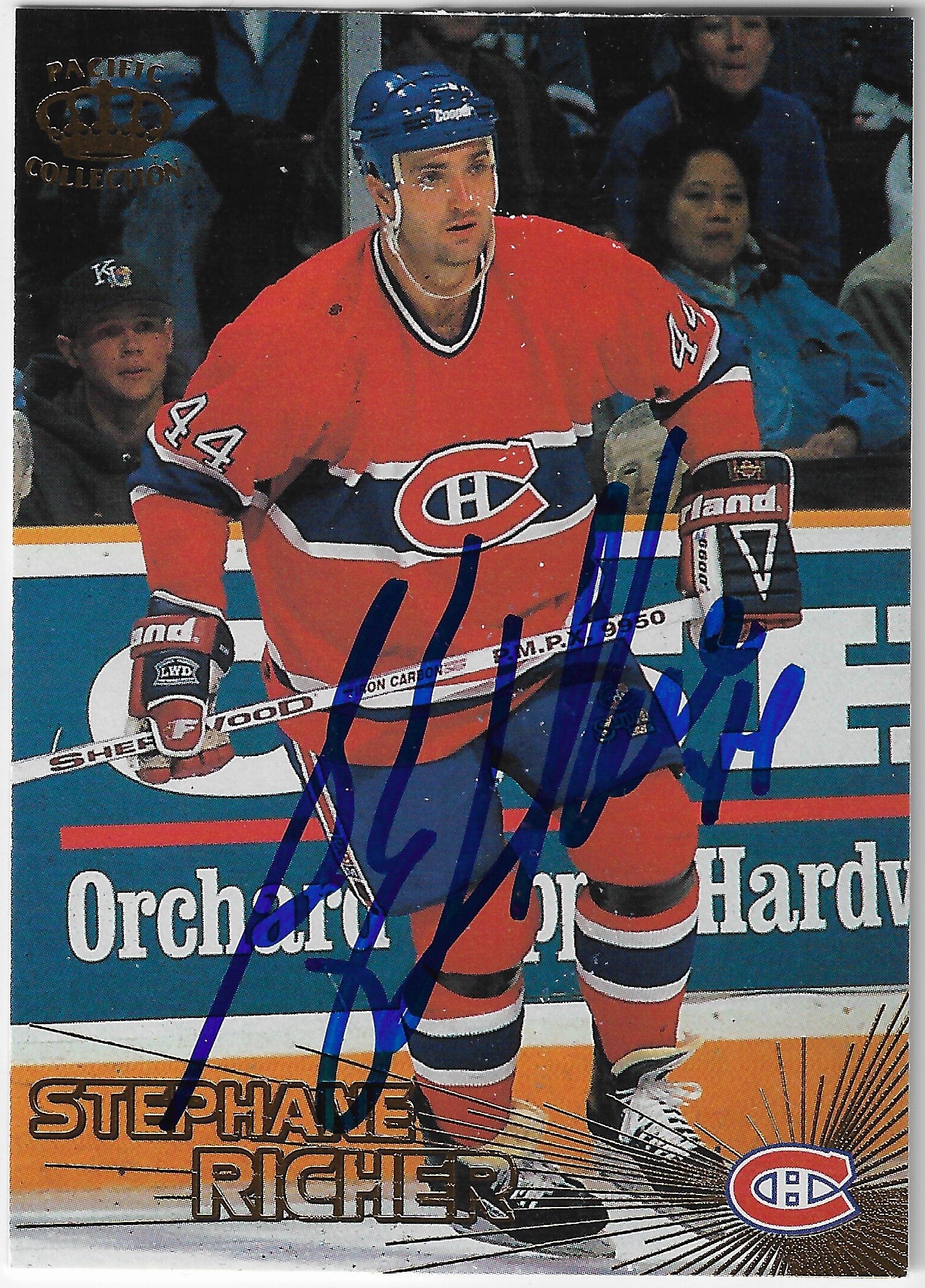 Stephane Richer Signed 1997-98 Pacific Crown Collection Hockey Card - Montreal Canadiens