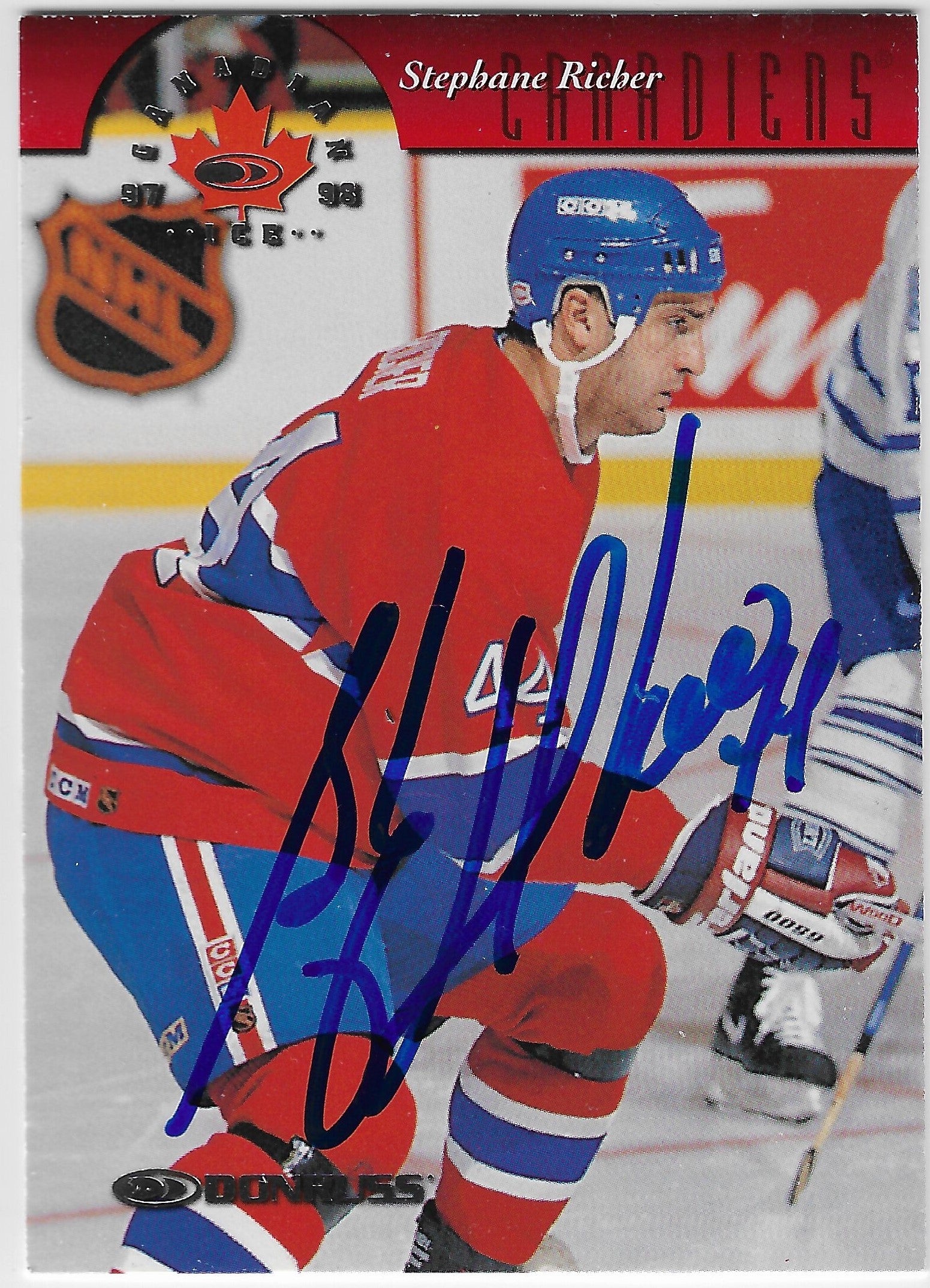 Stephane Richer Signed 1997-98 Donruss Canadian Ice Hockey Card - Montreal Canadiens