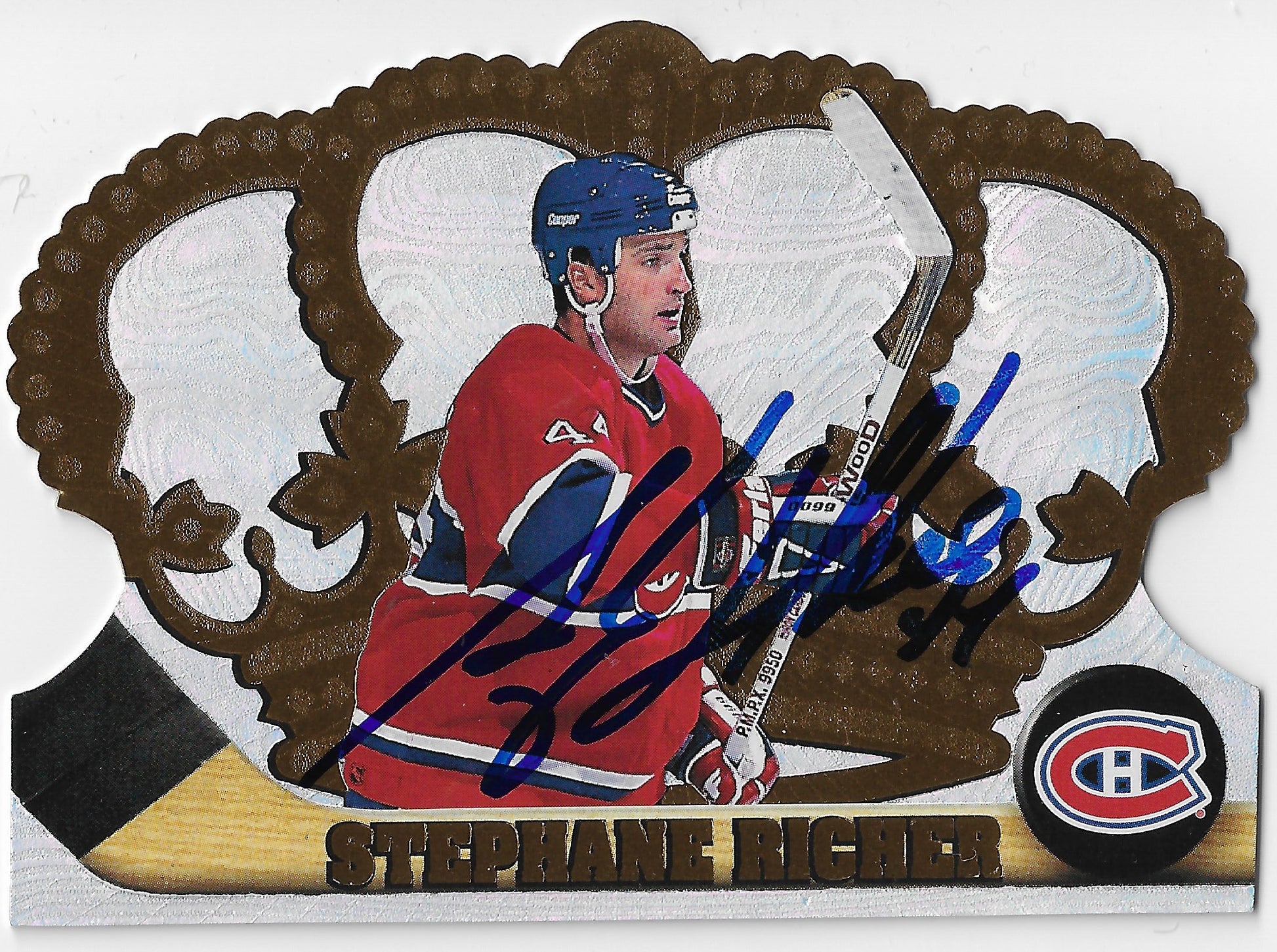 Stephane Richer Signed 1997-98 Pacific Crown Royale Hockey Card - Montreal Canadiens