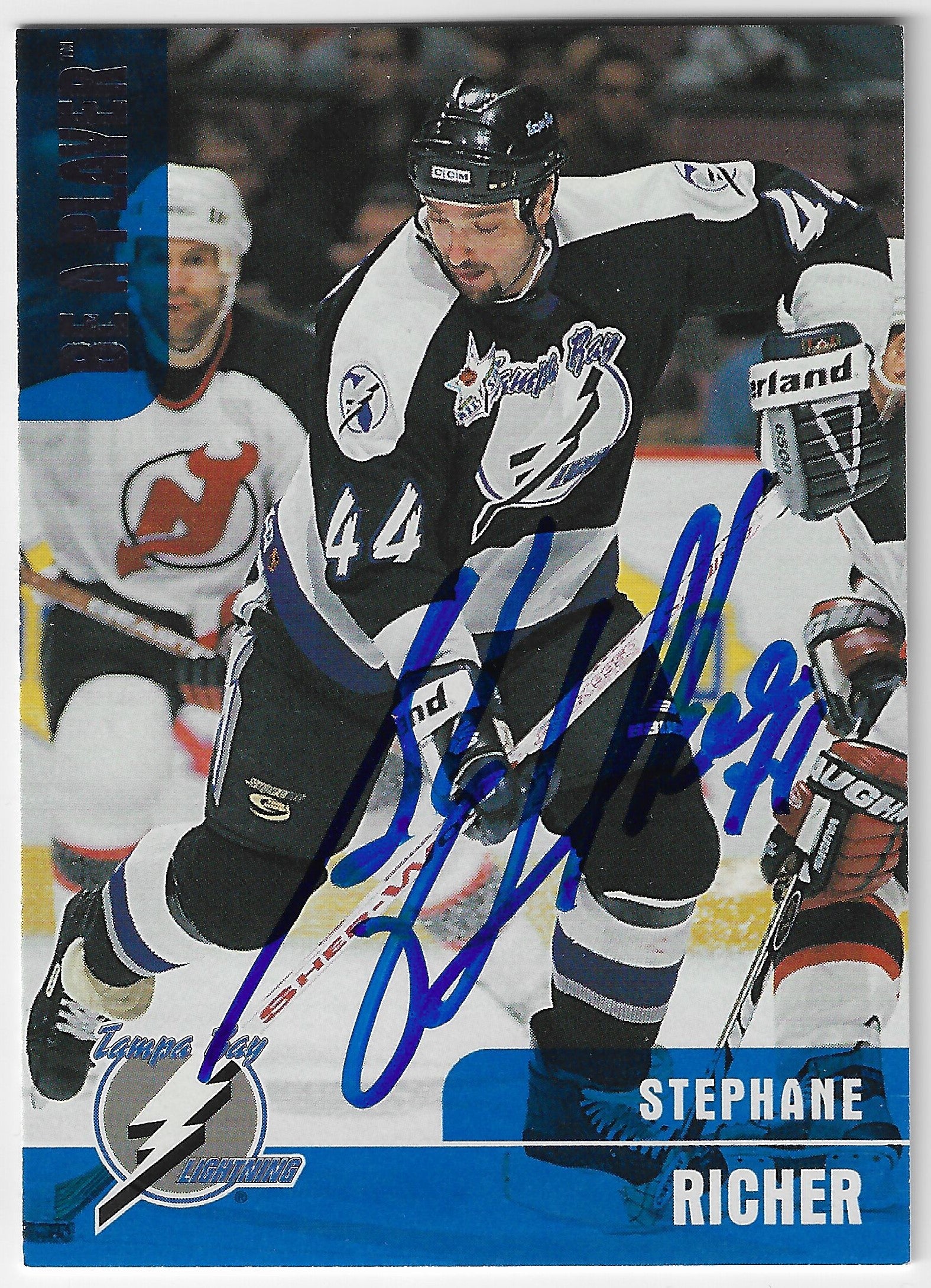 Stephane Richer Signed 1999-00 Be A Player Hockey Card - Tampa Bay Lightning