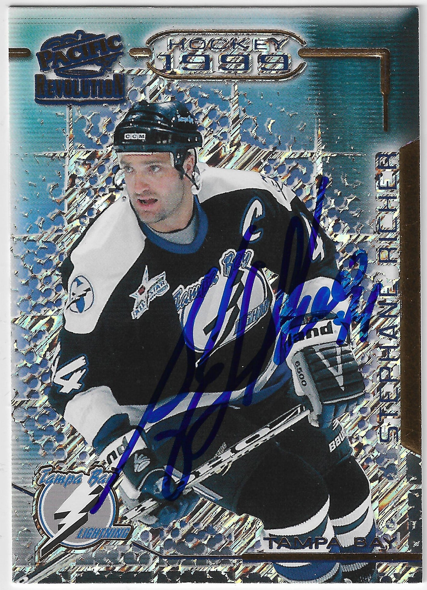 Stephane Richer Signed 1998-99 Pacific Revolution Hockey Card - Tampa Bay Lightning