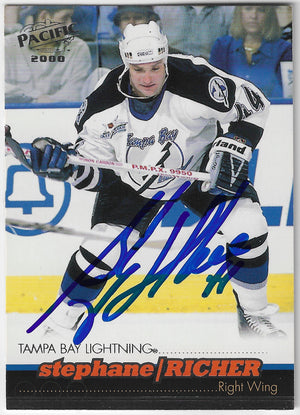Stephane Richer Signed 1999-00 Pacific Hockey Card - Tampa Bay Lightning
