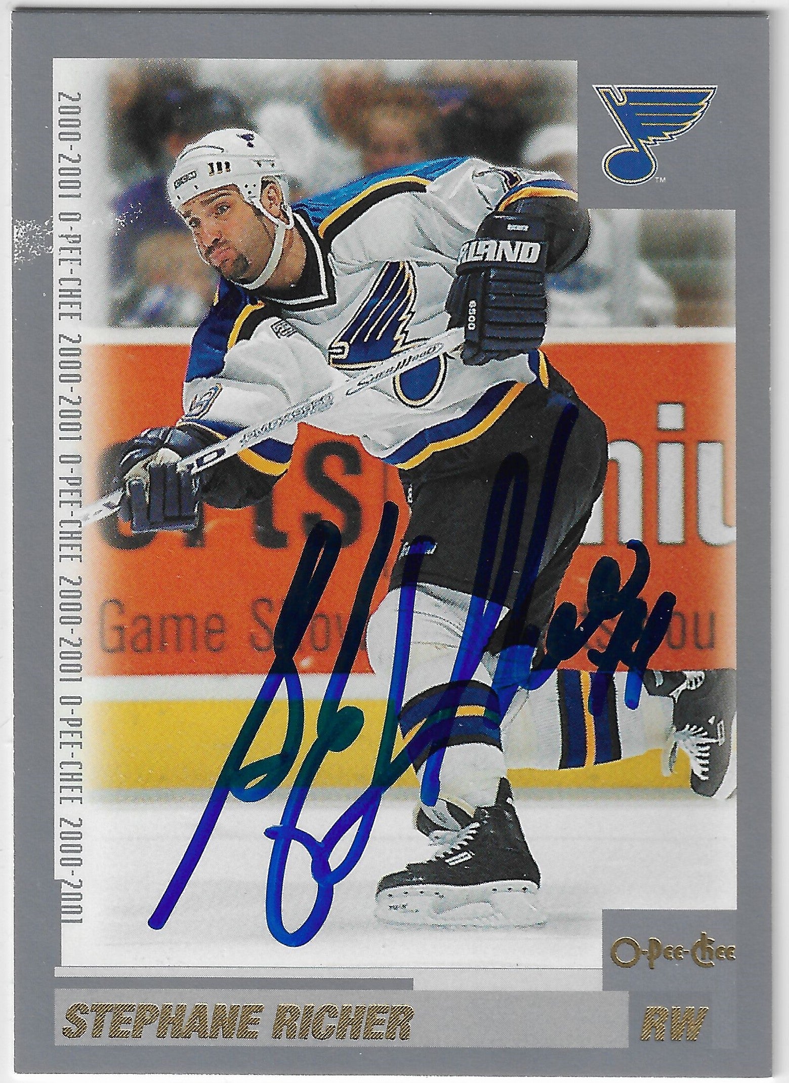 Stephane Richer Signed 2000-01 O-Pee-Chee Hockey Card - St Louis Blues