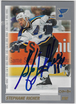 Stephane Richer Signed 2000-01 O-Pee-Chee Hockey Card - St Louis Blues
