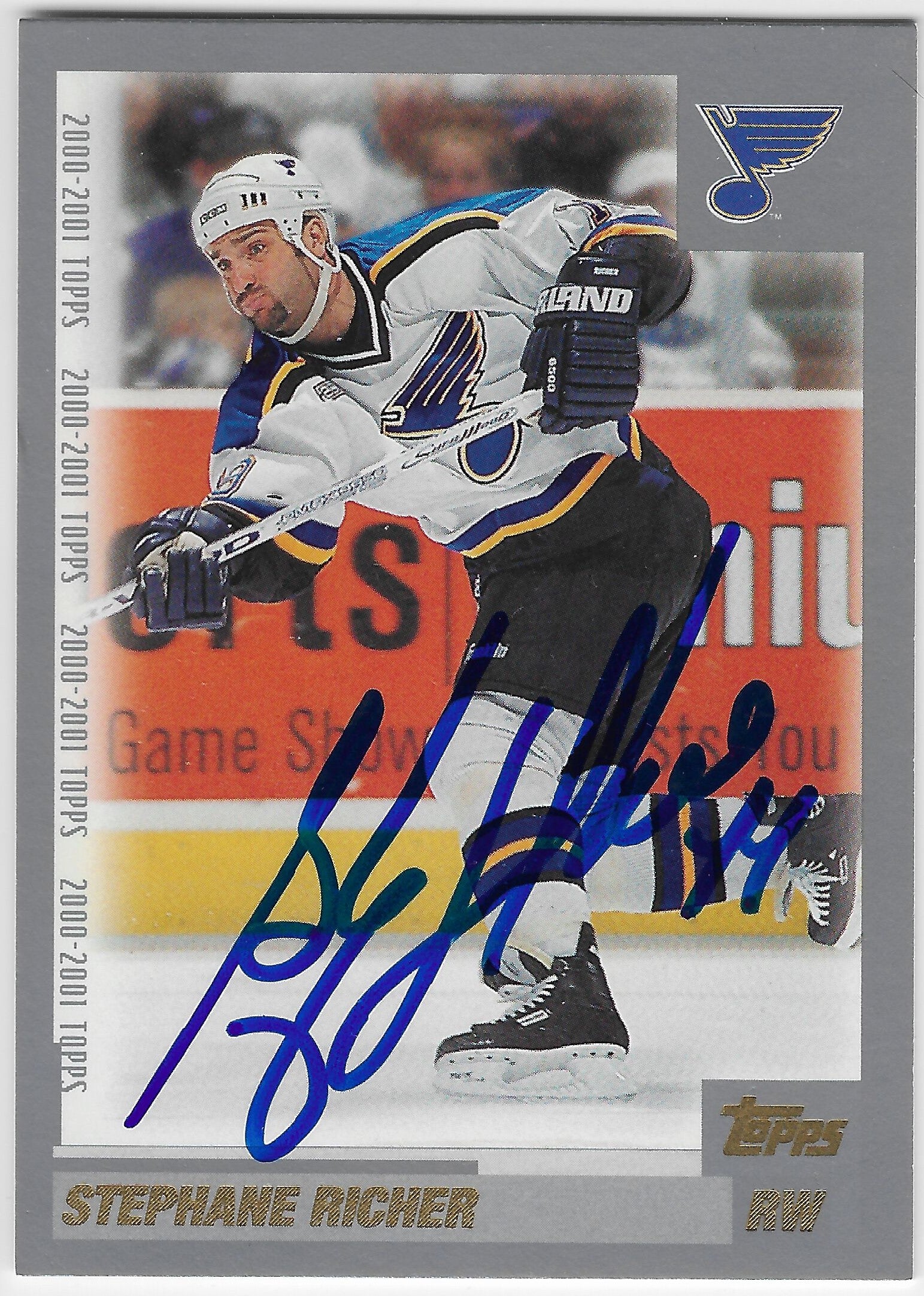 Stephane Richer Signed 2000-01 Topps Hockey Card - St Louis Blues