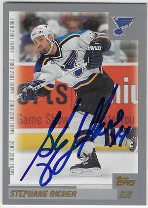 Stephane Richer Signed 2000-01 Topps Hockey Card - St Louis Blues