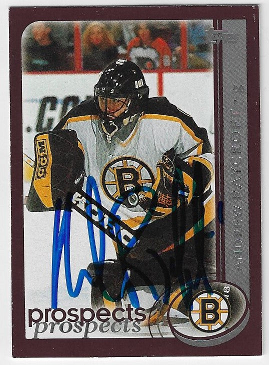Andrew Raycroft Signed 2002-03 Topps Hockey Card - Boston Bruins