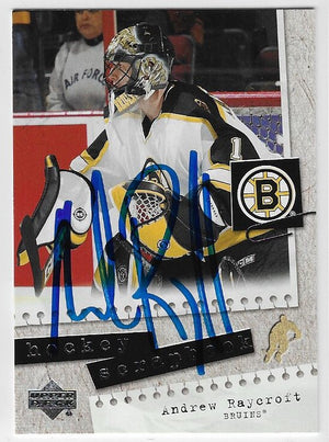 Andrew Raycroft Signed 2005-06 Upper Deck Hockey Scrapbook Card - Boston Bruins