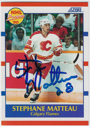 Stephane Matteau Signed 1990-91 Score American Hockey Card - Calgary Flames
