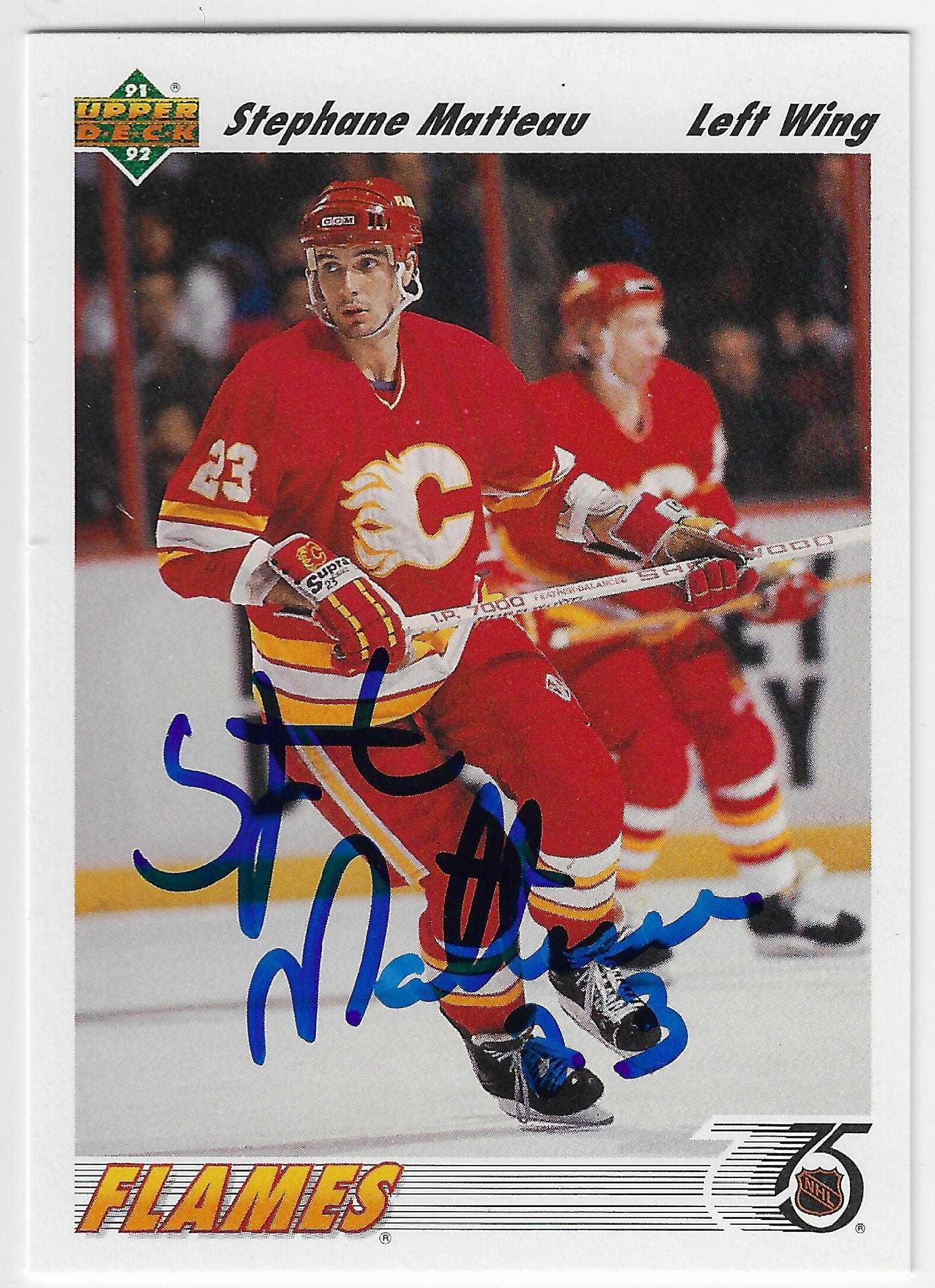 Stephane Matteau Signed 1991-92 Upper Deck Hockey Card - Calgary Flames