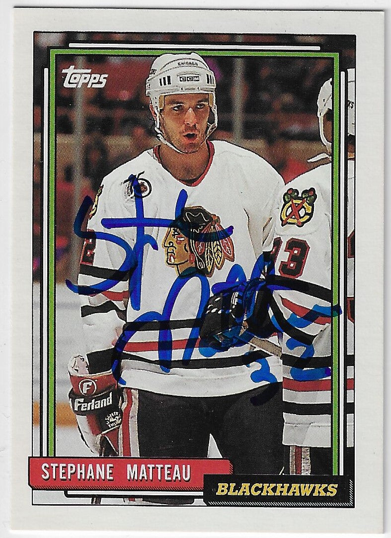Stephane Matteau Signed 1992-93 Topps Hockey Card - Chicago Blackhawks