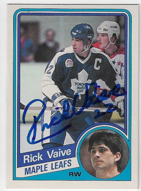 Rick Vaive Signed 1984-85 O-Pee-Chee Hockey Card - Toronto Maple Leafs