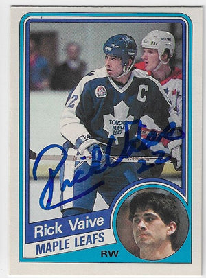 Rick Vaive Signed 1984-85 O-Pee-Chee Hockey Card - Toronto Maple Leafs