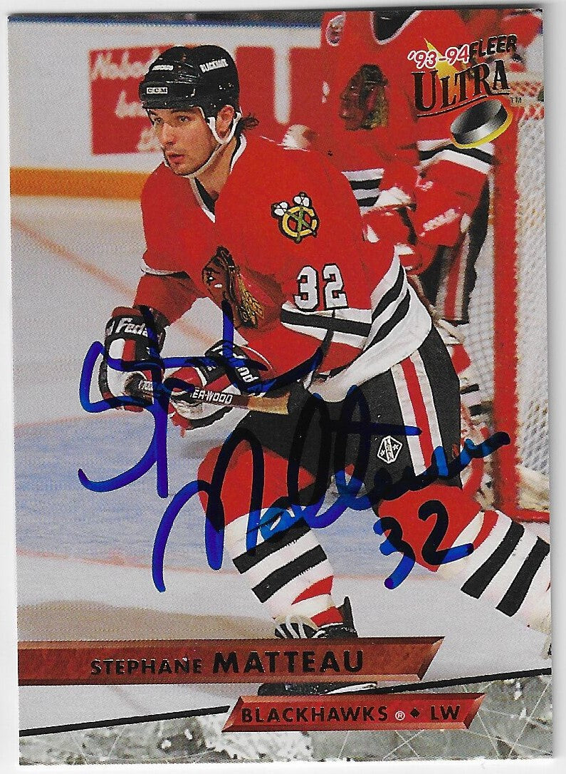 Stephane Matteau Signed 1993-94 Fleer Ultra Hockey Card - Chicago Blackhawks