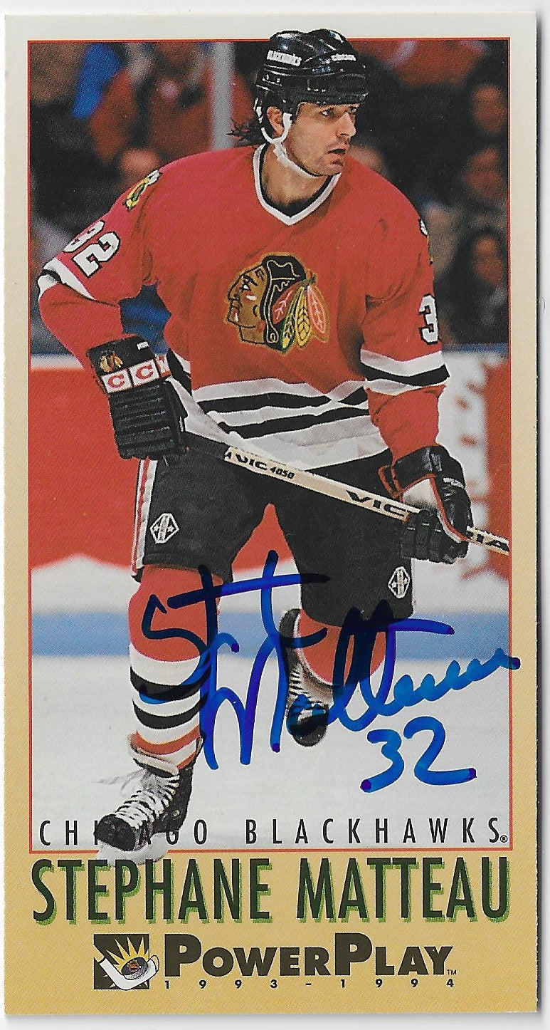 Stephane Matteau Signed 1993-94 Fleer PowerPlay Hockey Card - Chicago Blackhawks