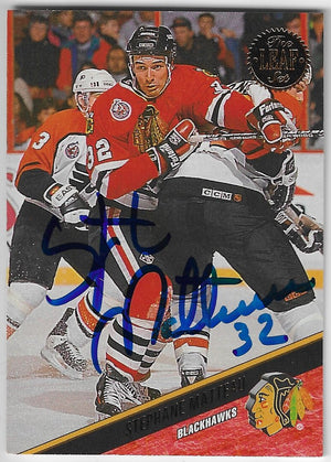 Stephane Matteau Signed 1993-94 Leaf Hockey Card - Chicago Blackhawks