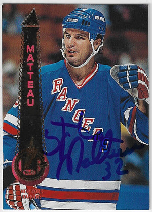 Stephane Matteau Signed 1994-95 Pinnacle Hockey Card - New York Rangers