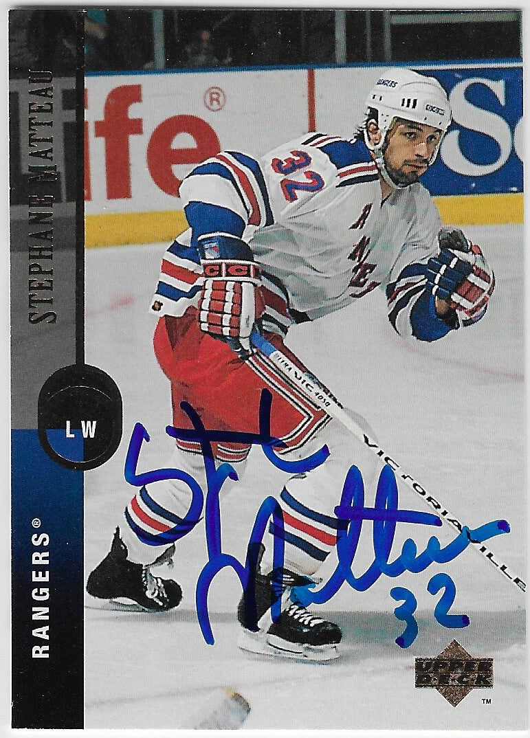 Stephane Matteau Signed 1994-95 Upper Deck Hockey Card - New York Rangers