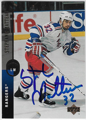 Stephane Matteau Signed 1994-95 Upper Deck Hockey Card - New York Rangers