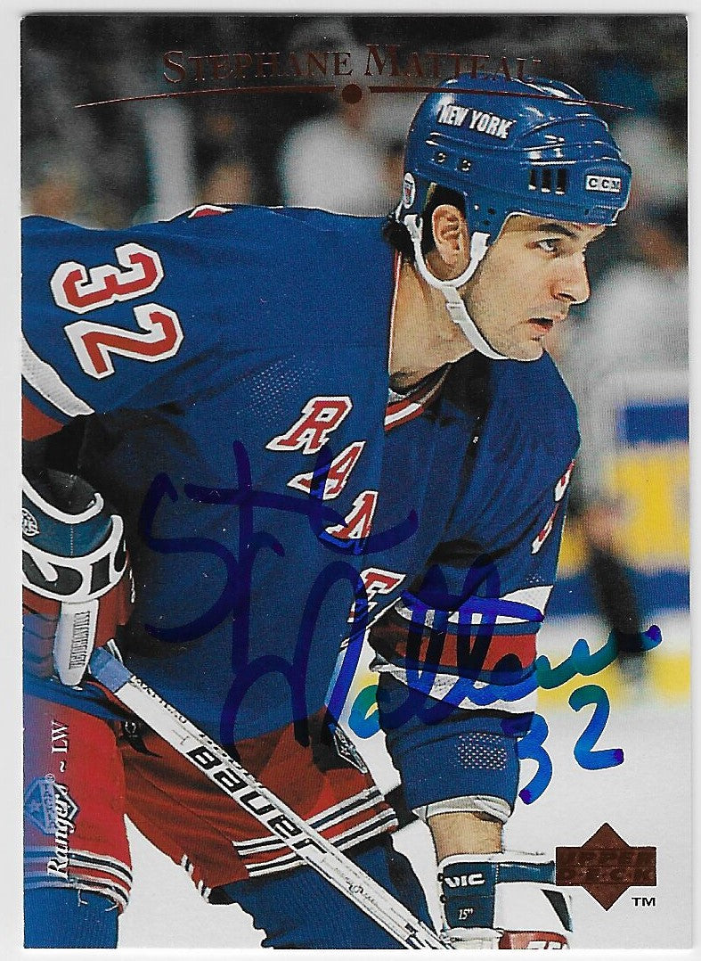Stephane Matteau Signed 1995-96 Upper Deck Hockey Card - New York Rangers