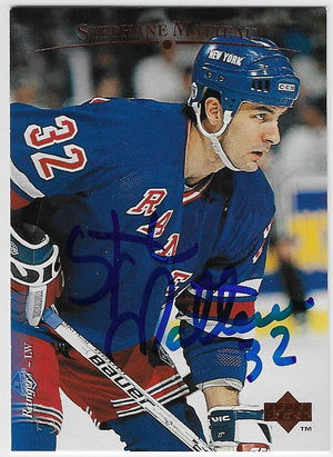 Stephane Matteau Signed 1995-96 Upper Deck Hockey Card - New York Rangers