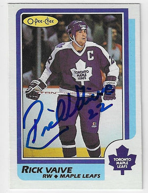 Rick Vaive Signed 1986-87 O-Pee-Chee Hockey Card - Toronto Maple Leafs