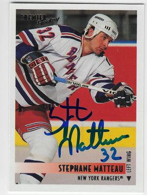 Stephane Matteau Signed 1994-95 O-Pee-Chee Premier Hockey Card - New York Rangers