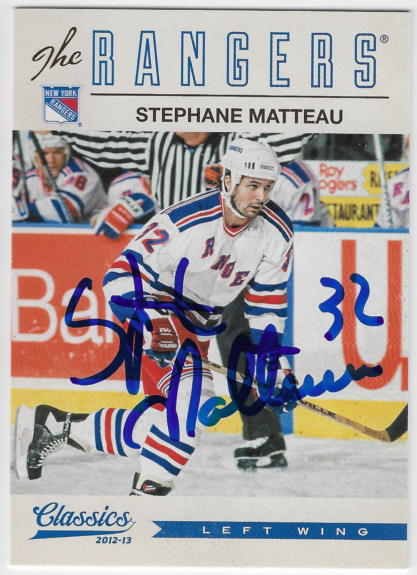 Stephane Matteau Signed 2012-13 Panini Classic Signatures Hockey Card - New York Rangers