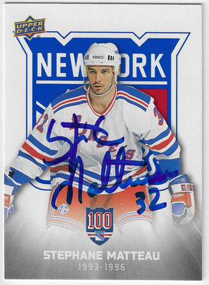 Stephane Matteau Signed 2025-26 Upper Deck Rangers Centennial Hockey Card - New York Rangers