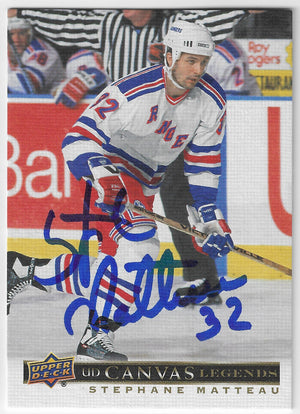 Stephane Matteau Signed 2020-21 SP Signature Edition Canvas Legends Hockey Card - New York Rangers