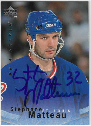 Stephane Matteau Signed 1995-96 Upper Deck Be A Player Hockey Card - New York Rangers