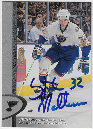 Stephane Matteau Signed 1996-97 Upper Deck Hockey Card - St Louis Blues
