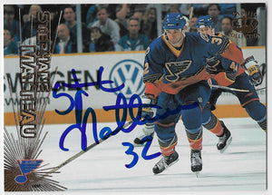 Stephane Matteau Signed 1997-98 Pacific Crown Collection Hockey Card - St Louis Blues