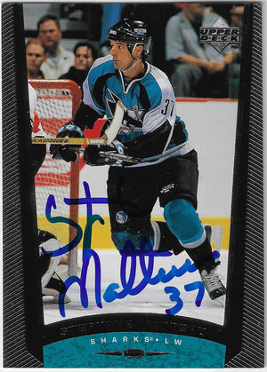 Stephane Matteau Signed 1998-99 Upper Deck Hockey Card - San Jose Sharks