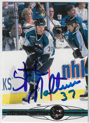 Stephane Matteau Signed 2000-01 Pacific Hockey Card - San Jose Sharks