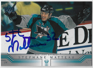 Stephane Matteau Signed 2001-02 Upper Deck Hockey Card - San Jose Sharks
