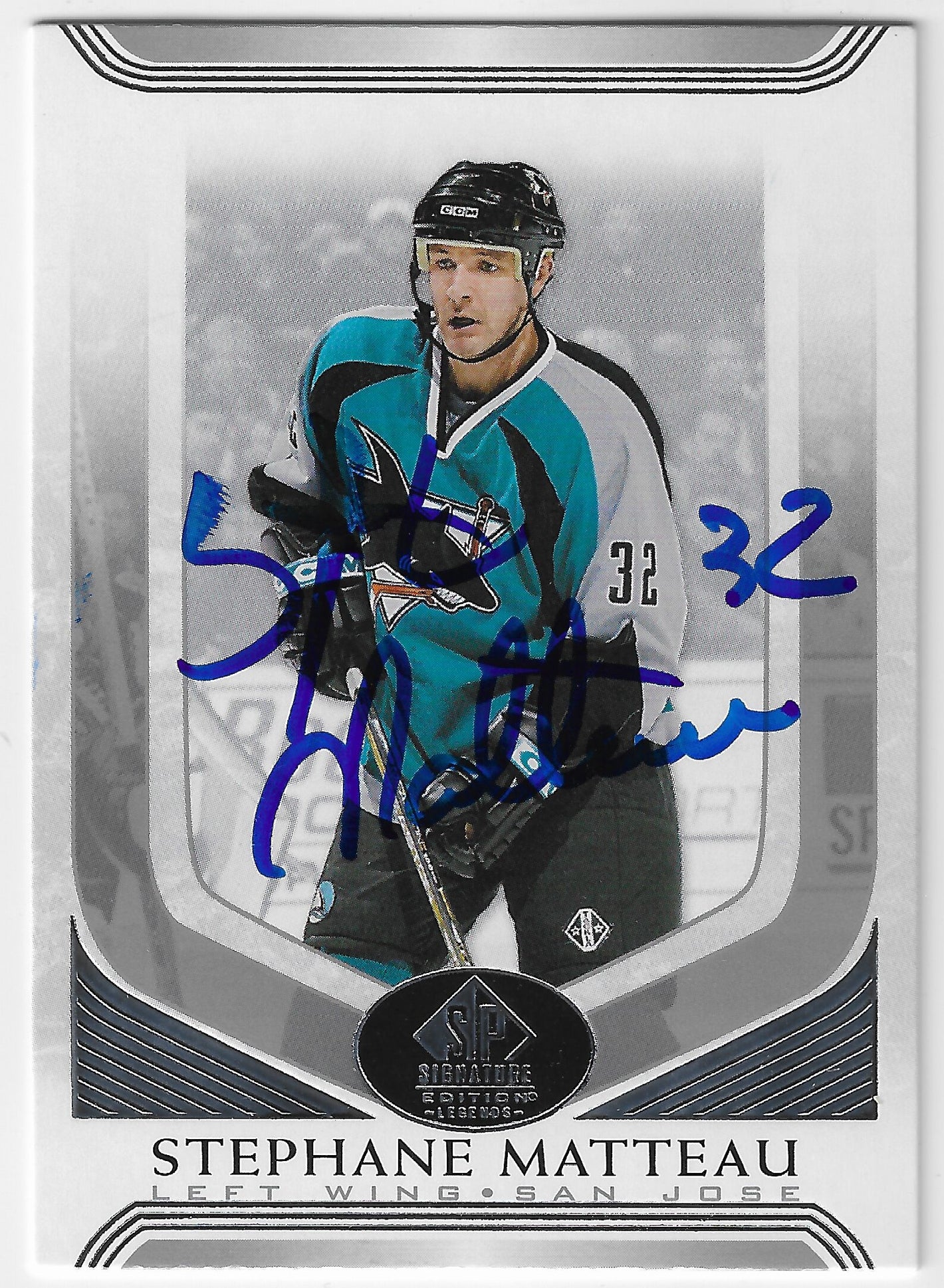 Stephane Matteau Signed 2020-21 SP Signature Edition Legends Hockey Card - San Jose Sharks